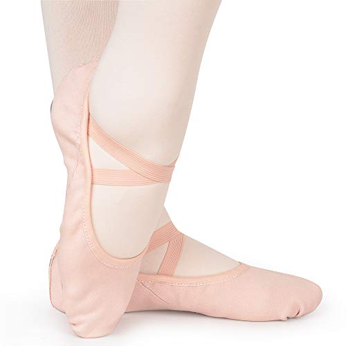 Zapatillas de Danza Elástico Media Punta Zapatos de Ballet Baile Suela Partida de Cuero para Niñas y Mujer 39