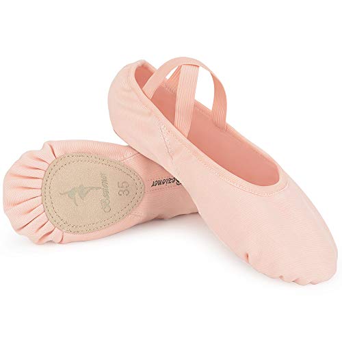 Zapatillas de Danza Elástico Media Punta Zapatos de Ballet Baile Suela Partida de Cuero para Niñas y Mujer 39