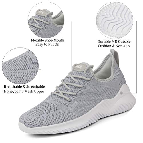 Zapatillas de deporte de tenis ligeras con memoria de espuma viscoelástica para gimnasio, viajes, trotar, trabajo, color Gris, talla 38 EU