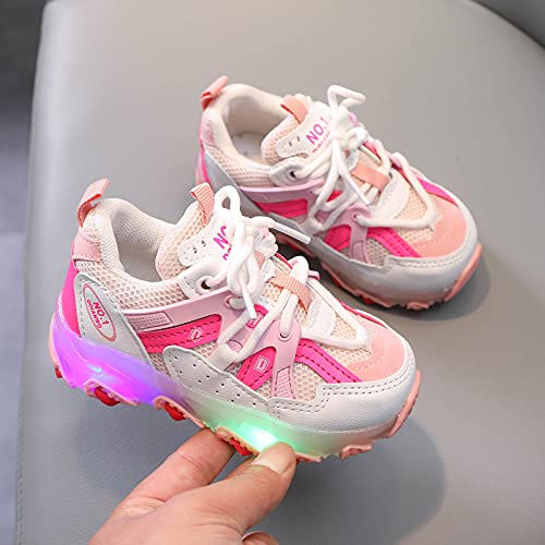 Zapatillas de deporte para niña, con luz LED, para niñas, jóvenes, zapatillas de deporte luminosas, para correr, antideslizantes, transpirables, para exteriores y niños, Rosa., 30