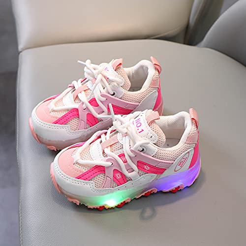 Zapatillas de deporte para niña, con luz LED, para niñas, jóvenes, zapatillas de deporte luminosas, para correr, antideslizantes, transpirables, para exteriores y niños, Rosa., 30