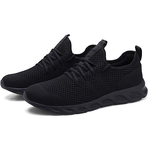 Zapatillas de Running para Hombre Casual Tenis Asfalto Zapatos Deporte Fitness Gym Correr Gimnasio Deportives Transpirables Seguridad Atlético Trekking Bambas Plataform Sneakers Negro 42 EU