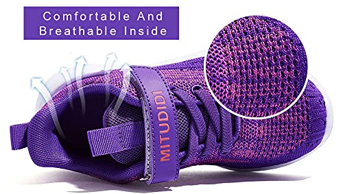 Zapatillas Deporte Niña 27EU Deportivas Rosa Morado Sneaker Running Tenis Zapatillas Casa Interior Exterior Sport Girl Shoes Velcro Primavera Verano Otoño Respirable Malla Zapatilla Unisex