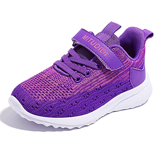 Zapatillas Deporte Niña 27EU Deportivas Rosa Morado Sneaker Running Tenis Zapatillas Casa Interior Exterior Sport Girl Shoes Velcro Primavera Verano Otoño Respirable Malla Zapatilla Unisex