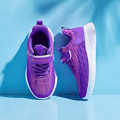 Zapatillas Deporte Niña 27EU Deportivas Rosa Morado Sneaker Running Tenis Zapatillas Casa Interior Exterior Sport Girl Shoes Velcro Primavera Verano Otoño Respirable Malla Zapatilla Unisex