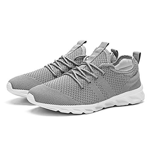 Zapatillas Deportivas Running de Mujer para Correr Asfalto Zapatos Gimnasia Deporte Fitness Casual Transpirables Seguridad con Cordones Atlético Gym Trekking Sneakers Plataform Calzado Gris 36 EU