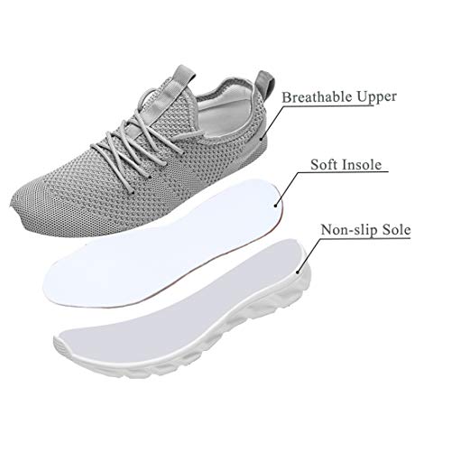 Zapatillas Deportivas Running de Mujer para Correr Asfalto Zapatos Gimnasia Deporte Fitness Casual Transpirables Seguridad con Cordones Atlético Gym Trekking Sneakers Plataform Calzado Gris 36 EU