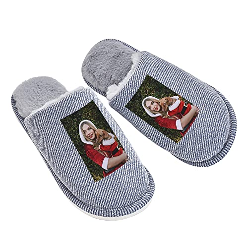 Zapatillas Personalizadas para Mujer Zapatillas de casa para Hombre Regalo Nombre Personalizado Foto Zapatillas de Invierno Casa Confort Zapatillas Forradas de Felpa para Interior y Exterior