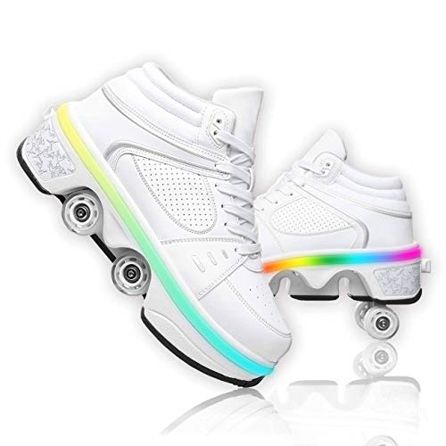 Zapatos con Ruedas para Niños Y Niña, Zapatos Multiusos 2 En 1 Patines Zapatillas Deportes Al Aire Libre De Deporte