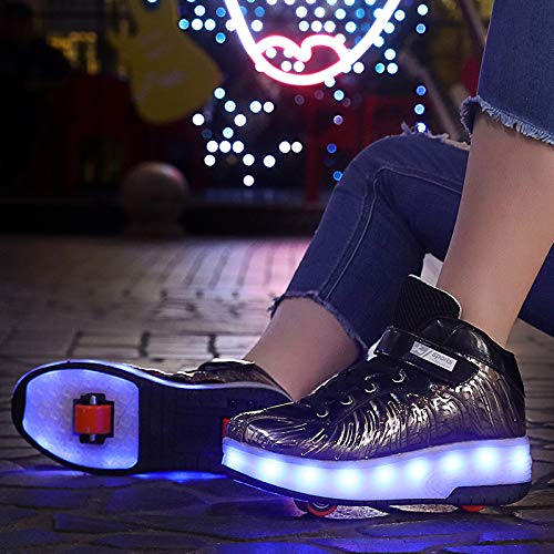 Zapatos con Ruedas Zapatillas con Dos Ruedas para niños y niña Led Luces Zapatillas con Ruedas Se Puede Bambas con Ruedas Carga con USB Automática Calzado de Skateboarding