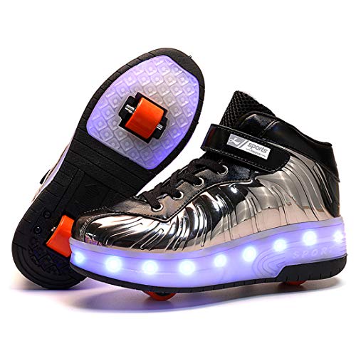 Zapatos con Ruedas Zapatillas con Dos Ruedas para niños y niña Led Luces Zapatillas con Ruedas Se Puede Bambas con Ruedas Carga con USB Automática Calzado de Skateboarding