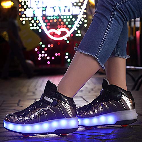 Zapatos con Ruedas Zapatillas con Dos Ruedas para niños y niña Led Luces Zapatillas con Ruedas Se Puede Bambas con Ruedas Carga con USB Automática Calzado de Skateboarding