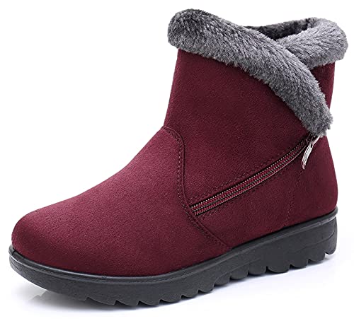 Zapatos Invierno Mujer Botas de Nieve Casual Calzado Piel Forradas Calientes Planas Outdoor Boots Antideslizante Zapatillas para Mujer EU38/fabricante 245,Marrón