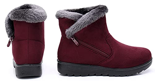 Zapatos Invierno Mujer Botas de Nieve Casual Calzado Piel Forradas Calientes Planas Outdoor Boots Antideslizante Zapatillas para Mujer EU38/fabricante 245,Marrón