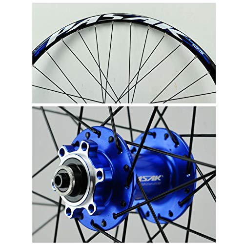 Zatnec Ruedas de bicicleta MTB, freno de disco de aleación de aluminio, liberación rápida, fácil de desmontar 26/27.5/29 pulgadas, juego de ruedas de bicicleta (color: azul, tamaño: 27.5 pulgadas)