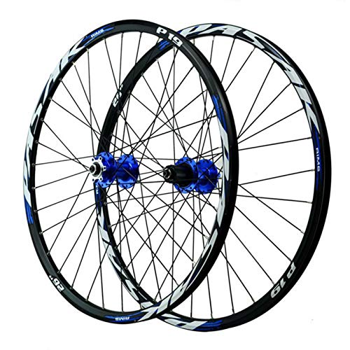 Zatnec Ruedas de bicicleta MTB, freno de disco de aleación de aluminio, liberación rápida, fácil de desmontar 26/27.5/29 pulgadas, juego de ruedas de bicicleta (color: azul, tamaño: 27.5 pulgadas)