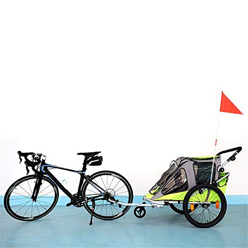 Zavddy-sp Remolque para Niños 3-en-1 Doble 2 Asiento for Bicicleta Remolque del Basculador del Cochecito de niños Plegable for niños Plegable W/Pivote Los niños del Basculador Cochecito