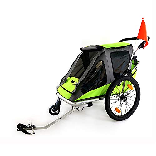 Zavddy-sp Remolque para Niños 3-en-1 Doble 2 Asiento for Bicicleta Remolque del Basculador del Cochecito de niños Plegable for niños Plegable W/Pivote Los niños del Basculador Cochecito