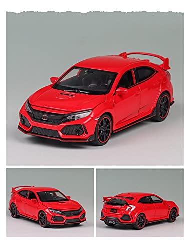 ZCLY 1:32 para Civic Type-R Coche De Juguete De Metal Vehículos De Juguete Modelo De Coche Luz De Sonido Simulación Juguetes De Coche para Niños Modelo de Auto (Color : Rojo)
