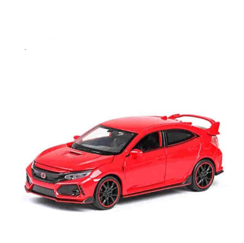 ZCLY 1:32 para Civic Type-R Coche De Juguete De Metal Vehículos De Juguete Modelo De Coche Luz De Sonido Simulación Juguetes De Coche para Niños Modelo de Auto (Color : Rojo)
