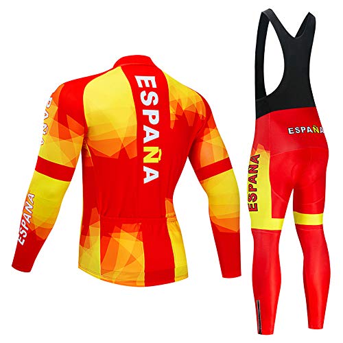 ZDFLC Conjunto de Maillots de Ciclismo para Invierno, Ropa de Bicicleta térmica de Equipo Profesional para Hombres + 3D Gel Larga Pantalones