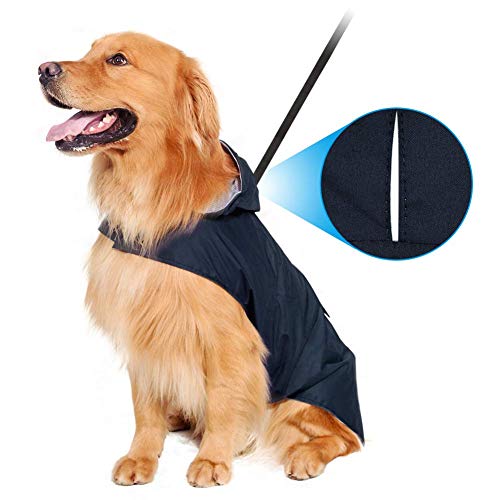 Zellar Impermeable para Perros con Capucha y Collar Agujero y Tiras reflectoras seguras, Ultra-Light Transpirable Impermeable 100% Chaqueta para Lluvia medianos Perro de Raza Grande