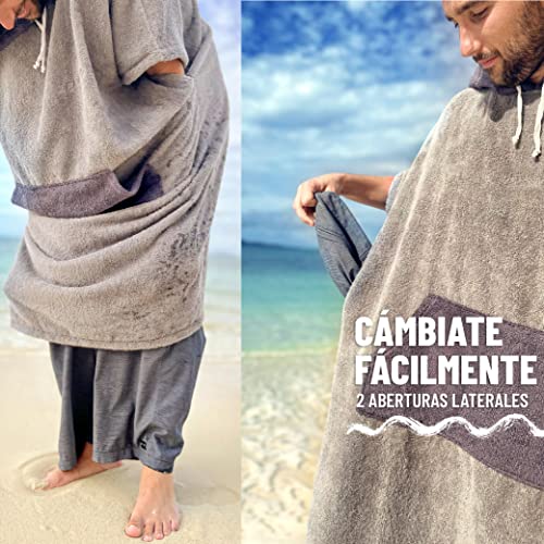 ZENACROSS Poncho de Surf con Capucha y Bolsillo para Adultos S/M Gris Claro - Cambio de Ropa - Deportes acuáticos - Natación