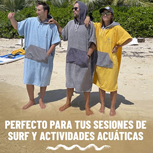 ZENACROSS Poncho de Surf con Capucha y Bolsillo para Adultos S/M Gris Claro - Cambio de Ropa - Deportes acuáticos - Natación