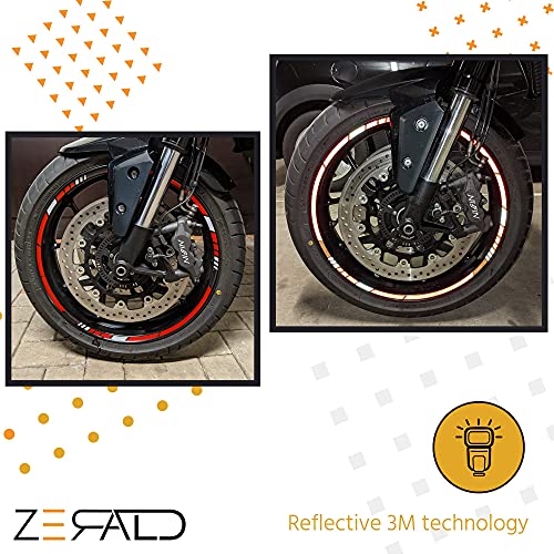 Zerald Pegatinas para Llantas de Moto Reflectante 17 Pulgadas Adhesivos Ruedas tecnología 3M (Rojo)