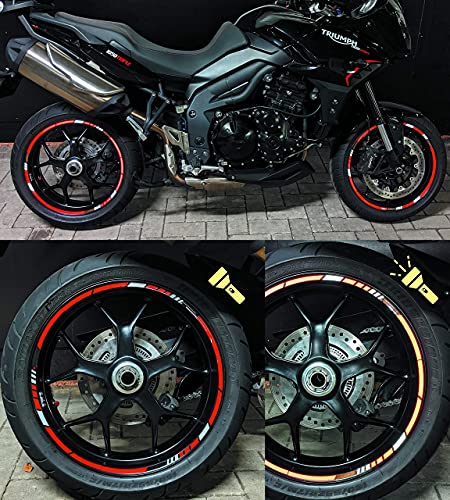Zerald Pegatinas para Llantas de Moto Reflectante 17 Pulgadas Adhesivos Ruedas tecnología 3M (Rojo)