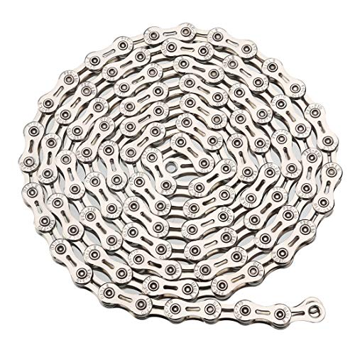 ZHIQIU Cadenas universales de 10 velocidades FSC, ligeras, centrales, 116L, con enlace rápido, compatible con 9 velocidades (plata)