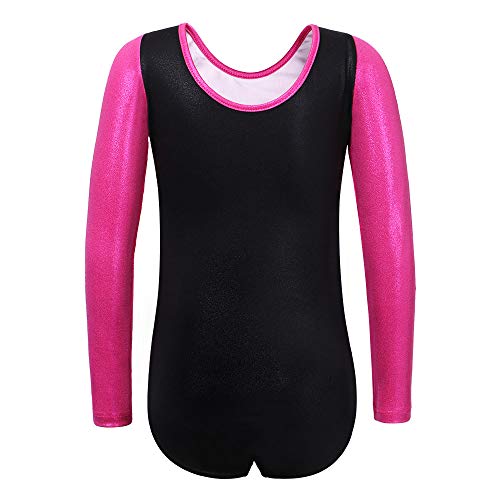 ZNYUNE Niña Maillot Gimnasia 197 Rosa Mangas Largas NO.6A para 5-6 años