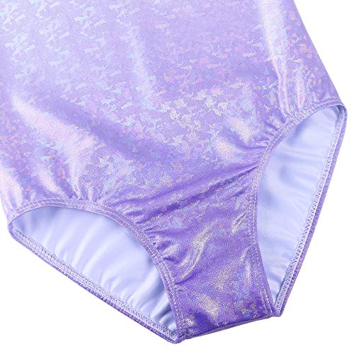 ZNYUNE Niña Maillots de Gimnasia Mangas Largas con Lentejuelas en Tul 268 Morado 12A