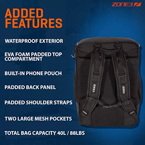 ZONE3 Sac À Dos Transition Backpack Avec Compartiment Pour Casque-(Noir Bikini, Negro/Gris, OS Clothing