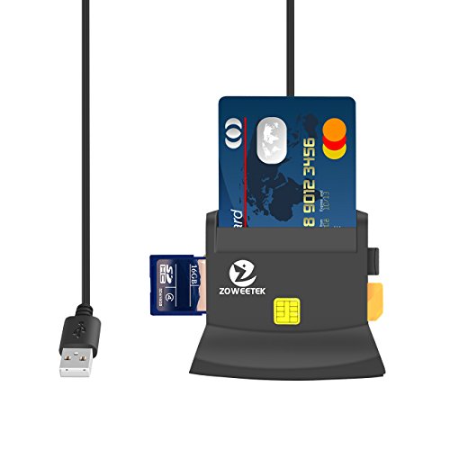 ZOWEETEK® Lector de DNI Electrónico multifunción para Todo Tipo de Tarjeta de Apoyo,Color Negro