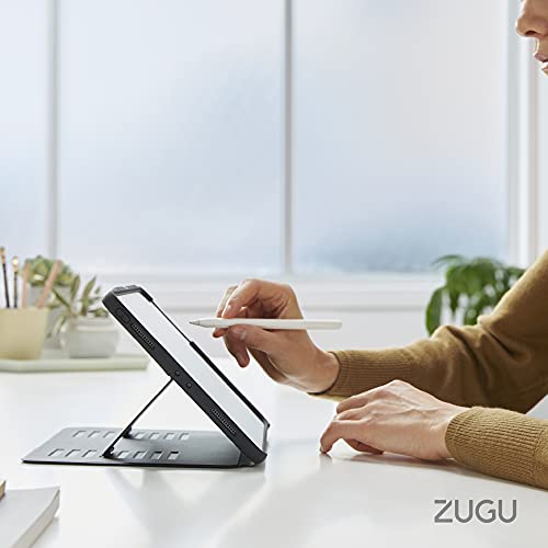 ZUGU Funda para iPad Pro 11 2021 / 2020 3.ª / 2.ª Gen. Case Protector Pero Delgado con 8 Ángulos Ajustables Magnéticos, Carga Inalámbrica Apple Pencil, Auto Reposo/Activación [Negro]