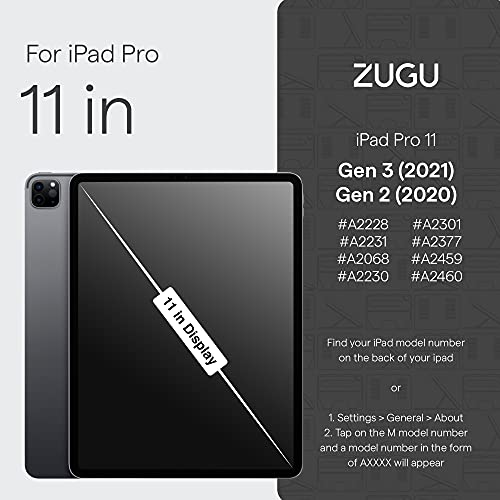 ZUGU Funda para iPad Pro 11 2021 / 2020 3.ª / 2.ª Gen. Case Protector Pero Delgado con 8 Ángulos Ajustables Magnéticos, Carga Inalámbrica Apple Pencil, Auto Reposo/Activación [Negro]