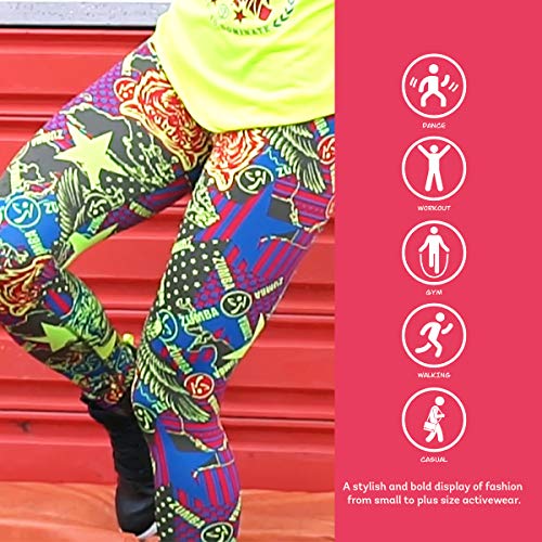 Zumba Dance Fitness Activewear Tight Wide Jacquard Shaping Waistband Booty Lifting Ankle Length Pants For Women Leggings, Precaución 0, L para Mujer