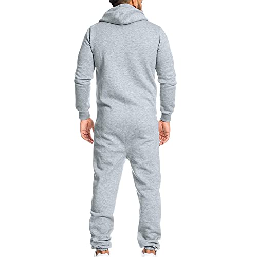 ZXCVB 2021 New Hombres Jumpsuit Onesie Jogger One Pieces Glow Traje Traje Slim Fit Jumpsuit Men Global Cozy Onesie One Piece Sports Traje Traje Pijamas Loungewear(Size:L,Color:Gris)