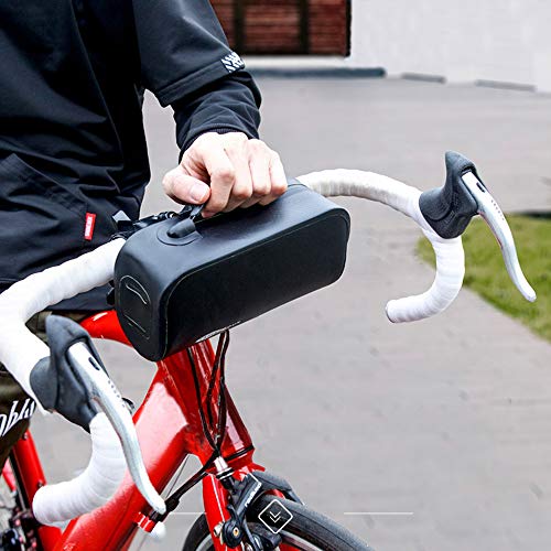 Zyxformis Bolsa Bicicleta Manillar para Ciclista Ciclismo Impermeables Bolsa Tubo Scooter Electrico 1.5L/2L/4L Gran Capacidad Handlebar Bag, Unisex, Negro, Incluye Correa para el Hombro Extraíble