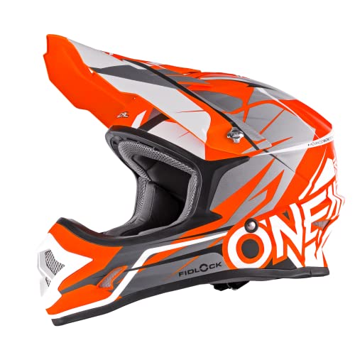 0626-204 - Oneal 3 Series Freerider Fidlock Motocross Helmet L Matt Orange Gray