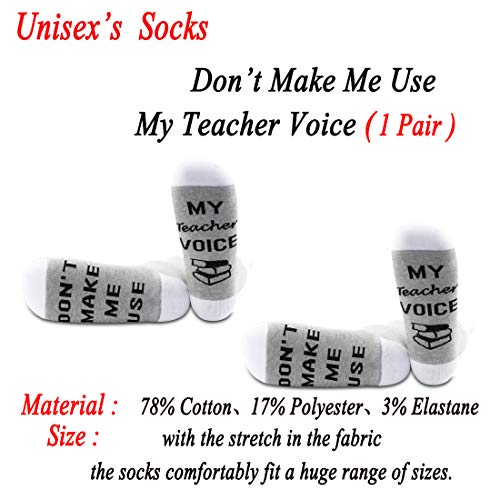 1 par de calcetines para profesores de PYOUL para regalar a profesores divertidos calcetines para profesores Don't Make Me use My Teacher Voice