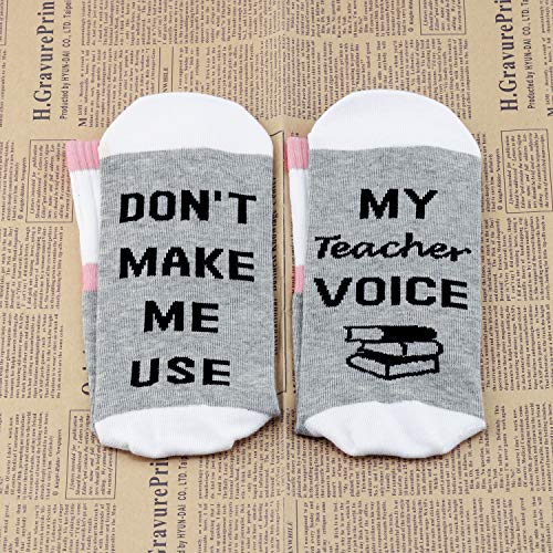1 par de calcetines para profesores de PYOUL para regalar a profesores divertidos calcetines para profesores Don't Make Me use My Teacher Voice