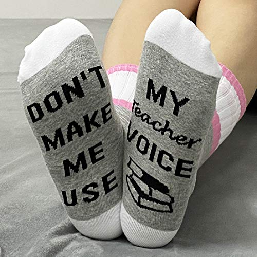 1 par de calcetines para profesores de PYOUL para regalar a profesores divertidos calcetines para profesores Don't Make Me use My Teacher Voice