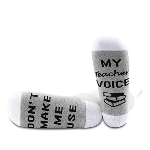 1 par de calcetines para profesores de PYOUL para regalar a profesores divertidos calcetines para profesores Don't Make Me use My Teacher Voice