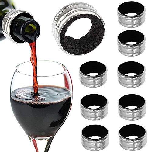 10 Piezas Anillo de Goteo de Vino, Anillos Recogegotas, Collar de Goteo de Vino, Acero Inoxidable Forrado de Fieltro Duradero - Stop Drips Stop Ring Anillo Antidesbordamiento para Restaurante, Hogar