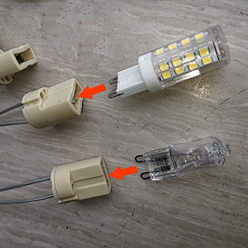 10 Piezas G9 Portalámparas,G9 Base de cerámica con Cable de Teflón de 150 mm para Bombillas Halógenas LED