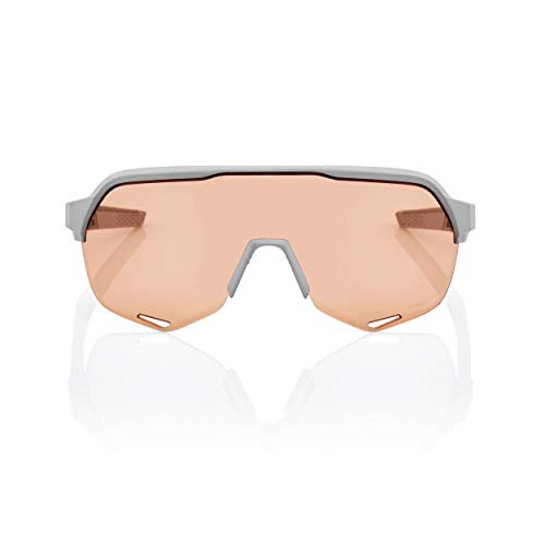 100% GAFAS S2-Soft Tact Stone Grey-Hiper Coral Lens, Adultos Unisex, Gris, Estandar