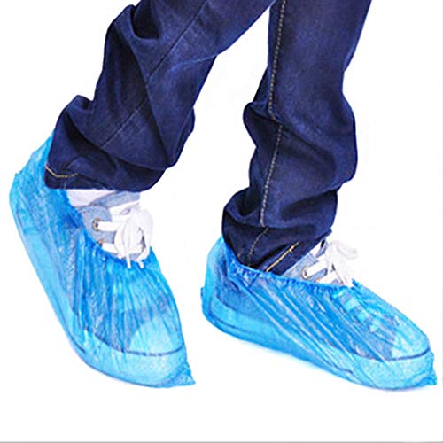 100 Unids Venta Caliente Cubrezapatos Desechables Cubiertas de Zapatos de Plástico Impermeable Día de Lluvia Limpieza de Alfombras Cubiertas de Zapatos Desechables, Azul, España