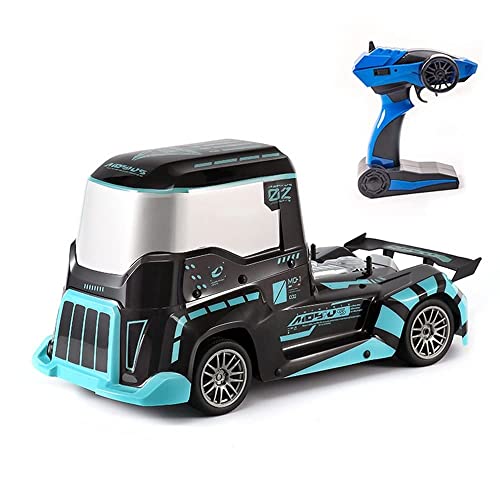 1/10 Scale RC Car 25KPH High Speed Electric Trailer Head RWD Drift Racing with Light 2.4GHz Remote Control Vehicle Toy Car for Adult PVC Car Shell/Rechargeable Battery